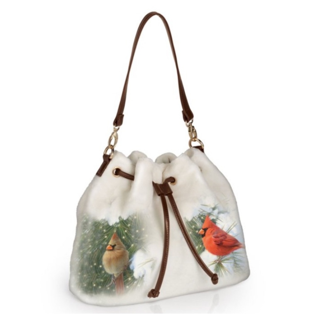 NEW BRADFORD EXCHANGE Cardinals Winter Songbird Fleece Handbag, Exclusive in UK - Picture 3 of 6